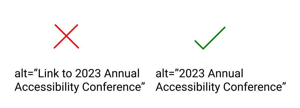 negative icon for alternative text 'Link to 2023 Annual Accessibility conference' and positive icon for alternative text '2023 Annual Accessibility conference'
