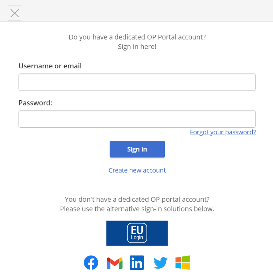 Image of login screen